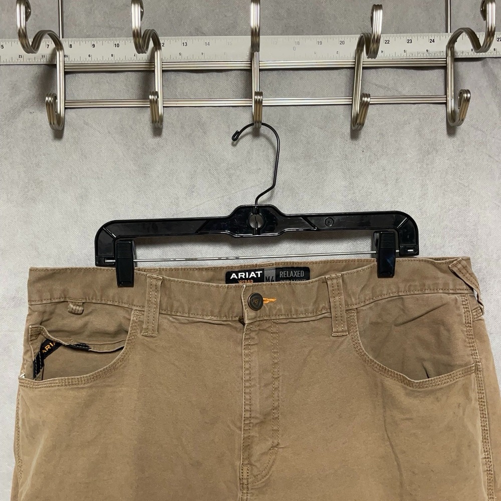 Ariat Pants Men Size 38x30 Beige M4 Relaxed Straight Rebar Canvas Workwear Heavy